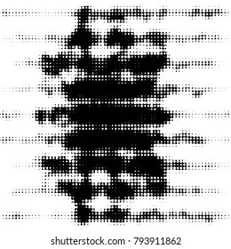 Spotted black and white grunge vector line background. Abstract halftone illustration background. Grunge grid polka dot background pattern
