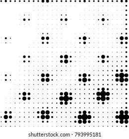 Spotted black and white grunge vector line background. Abstract halftone illustration background. Grunge grid polka dot background pattern