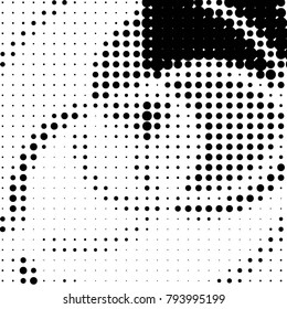 Spotted black and white grunge vector line background. Abstract halftone illustration background. Grunge grid polka dot background pattern