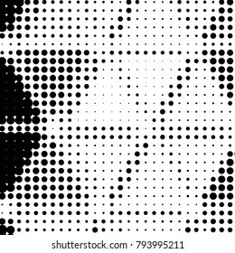 Spotted black and white grunge vector line background. Abstract halftone illustration background. Grunge grid polka dot background pattern