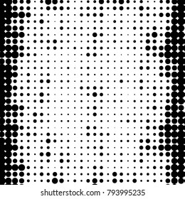 Spotted black and white grunge vector line background. Abstract halftone illustration background. Grunge grid polka dot background pattern