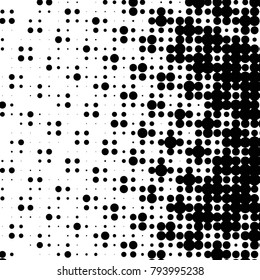 Spotted black and white grunge vector line background. Abstract halftone illustration background. Grunge grid polka dot background pattern