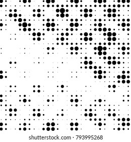 Spotted black and white grunge vector line background. Abstract halftone illustration background. Grunge grid polka dot background pattern