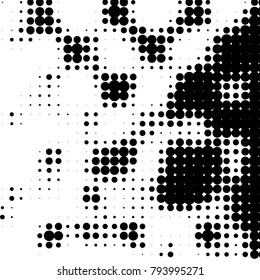 Spotted black and white grunge vector line background. Abstract halftone illustration background. Grunge grid polka dot background pattern