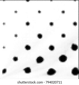 Spotted black and white grunge vector line background. Abstract halftone illustration background. Grunge grid polka dot background pattern
