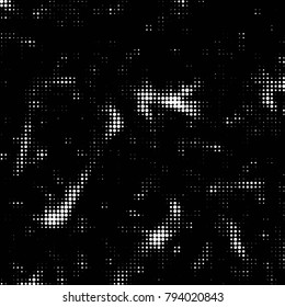 Spotted black and white grunge vector line background. Abstract halftone illustration background. Grunge grid polka dot background pattern
