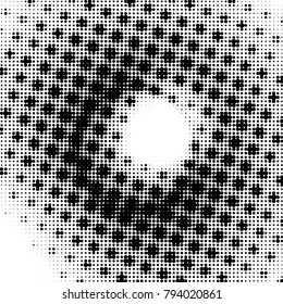 Spotted black and white grunge vector line background. Abstract halftone illustration background. Grunge grid polka dot background pattern
