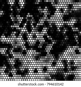 Spotted black and white grunge vector line background. Abstract halftone illustration background. Grunge grid polka dot background pattern
