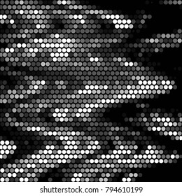 Spotted black and white grunge vector line background. Abstract halftone illustration background. Grunge grid polka dot background pattern
