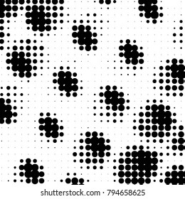 Spotted black and white grunge vector line background. Abstract halftone illustration background. Grunge grid polka dot background pattern
