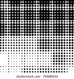 Spotted black and white grunge vector line background. Abstract halftone illustration background. Grunge grid polka dot background pattern
