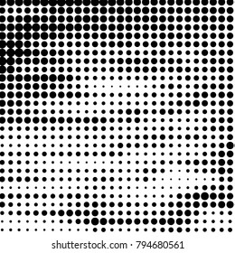 Spotted black and white grunge vector line background. Abstract halftone illustration background. Grunge grid polka dot background pattern
