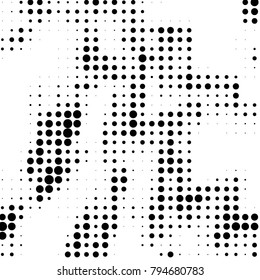Spotted black and white grunge vector line background. Abstract halftone illustration background. Grunge grid polka dot background pattern
