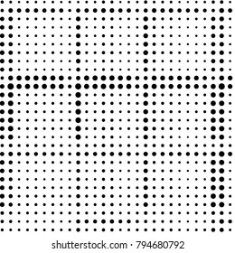Spotted black and white grunge vector line background. Abstract halftone illustration background. Grunge grid polka dot background pattern
