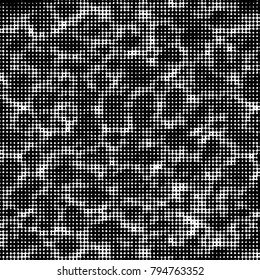Spotted black and white grunge vector line background. Abstract halftone illustration background. Grunge grid polka dot background pattern
