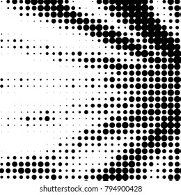 Spotted black and white grunge vector line background. Abstract halftone illustration background. Grunge grid polka dot background pattern
