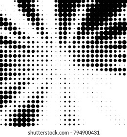 Spotted black and white grunge vector line background. Abstract halftone illustration background. Grunge grid polka dot background pattern
