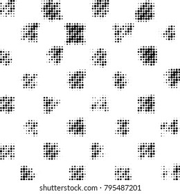 Spotted black and white grunge vector line background. Abstract halftone illustration background. Grunge grid polka dot background pattern