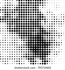 Spotted black and white grunge vector line background. Abstract halftone illustration background. Grunge grid polka dot background pattern
