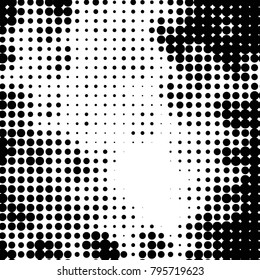 Spotted black and white grunge vector line background. Abstract halftone illustration background. Grunge grid polka dot background pattern
