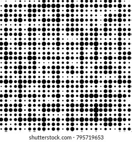 Spotted black and white grunge vector line background. Abstract halftone illustration background. Grunge grid polka dot background pattern
