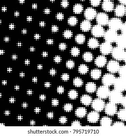 Spotted black and white grunge vector line background. Abstract halftone illustration background. Grunge grid polka dot background pattern

