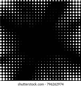 Spotted black and white grunge vector line background. Abstract halftone illustration background. Grunge grid polka dot background pattern
