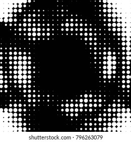 Spotted black and white grunge vector line background. Abstract halftone illustration background. Grunge grid polka dot background pattern

