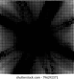 Spotted black and white grunge vector line background. Abstract halftone illustration background. Grunge grid polka dot background pattern
