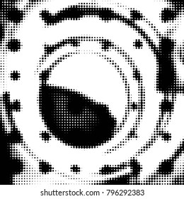 Spotted black and white grunge vector line background. Abstract halftone illustration background. Grunge grid polka dot background pattern
