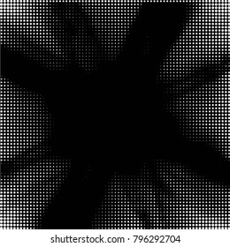 Spotted black and white grunge vector line background. Abstract halftone illustration background. Grunge grid polka dot background pattern
