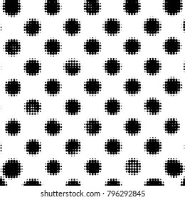 Spotted black and white grunge vector line background. Abstract halftone illustration background. Grunge grid polka dot background pattern
