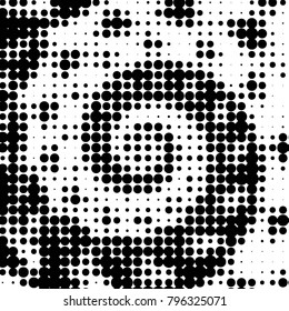 Spotted black and white grunge vector line background. Abstract halftone illustration background. Grunge grid polka dot background pattern
