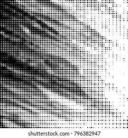 Spotted black and white grunge vector line background. Abstract halftone illustration background. Grunge grid polka dot background pattern