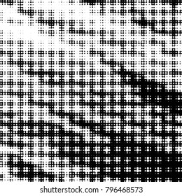 Spotted black and white grunge vector line background. Abstract halftone illustration background. Grunge grid polka dot background pattern
