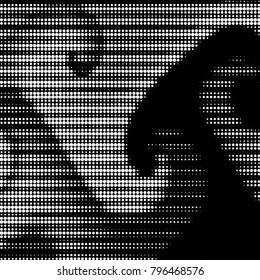 Spotted black and white grunge vector line background. Abstract halftone illustration background. Grunge grid polka dot background pattern
