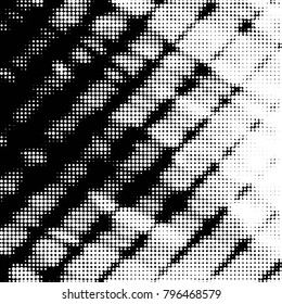 Spotted black and white grunge vector line background. Abstract halftone illustration background. Grunge grid polka dot background pattern

