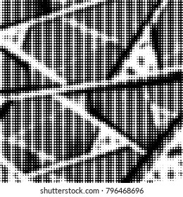 Spotted black and white grunge vector line background. Abstract halftone illustration background. Grunge grid polka dot background pattern
