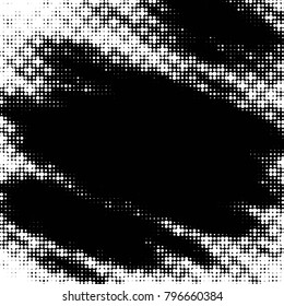 Spotted black and white grunge vector line background. Abstract halftone illustration background. Grunge grid polka dot background pattern
