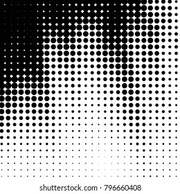 Spotted black and white grunge vector line background. Abstract halftone illustration background. Grunge grid polka dot background pattern
