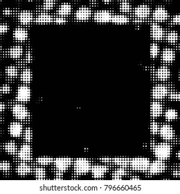 Spotted black and white grunge vector line background. Abstract halftone illustration background. Grunge grid polka dot background pattern
