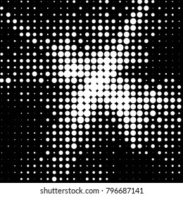 Spotted black and white grunge vector line background. Abstract halftone illustration background. Grunge grid polka dot background pattern
