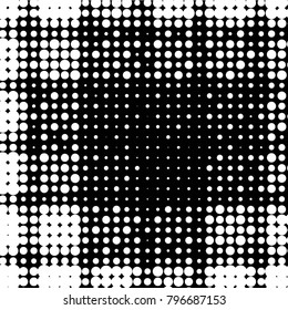 Spotted black and white grunge vector line background. Abstract halftone illustration background. Grunge grid polka dot background pattern

