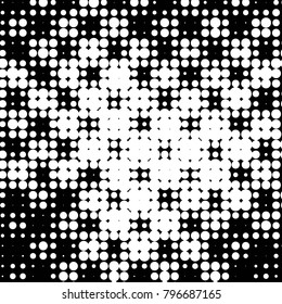 Spotted black and white grunge vector line background. Abstract halftone illustration background. Grunge grid polka dot background pattern
