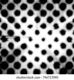 Spotted black and white grunge vector line background. Abstract halftone illustration background. Grunge grid polka dot background pattern
