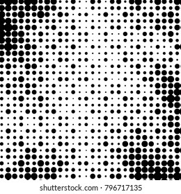Spotted black and white grunge vector line background. Abstract halftone illustration background. Grunge grid polka dot background pattern
