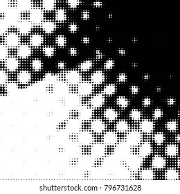 Spotted black and white grunge vector line background. Abstract halftone illustration background. Grunge grid polka dot background pattern
