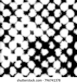 Spotted black and white grunge vector line background. Abstract halftone illustration background. Grunge grid polka dot background pattern
