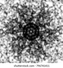 Spotted black and white grunge vector line background. Abstract halftone illustration background. Grunge grid polka dot background pattern
