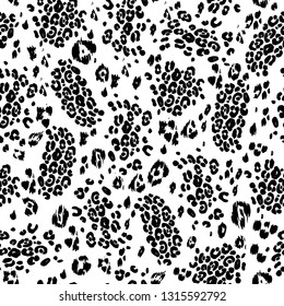 Spotted black and white texture background. Abstract monochrome seamless pattern. Vector animal skin